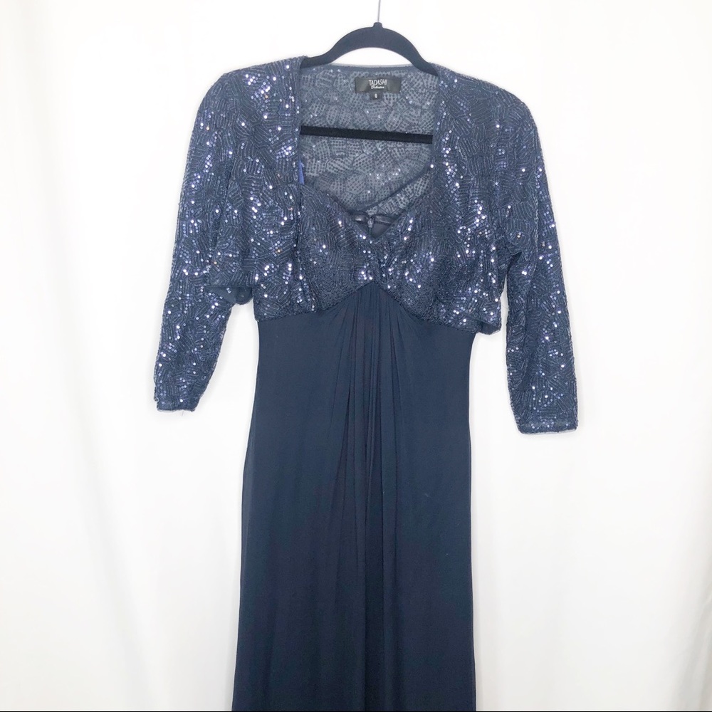 Tadash navy gown 2 piece size 6 full length